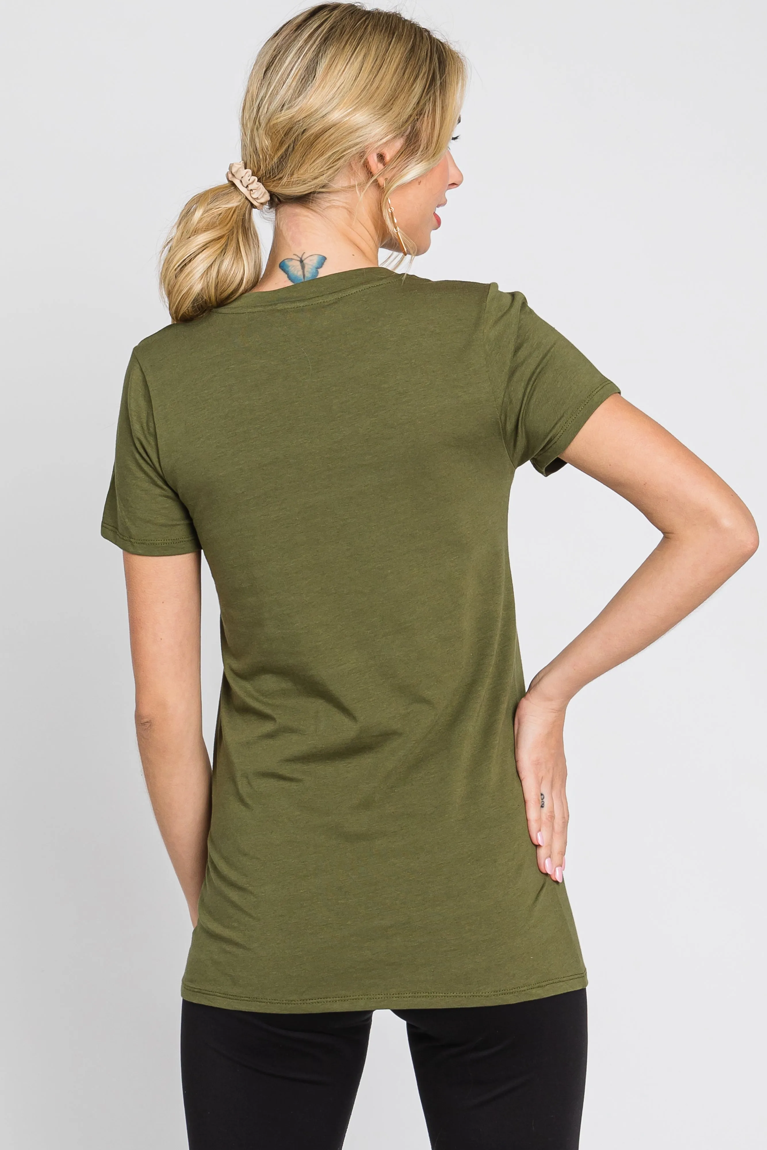 Olive Basic Crew Neck Tee sold by Pinkblush product image thumbnail 3
