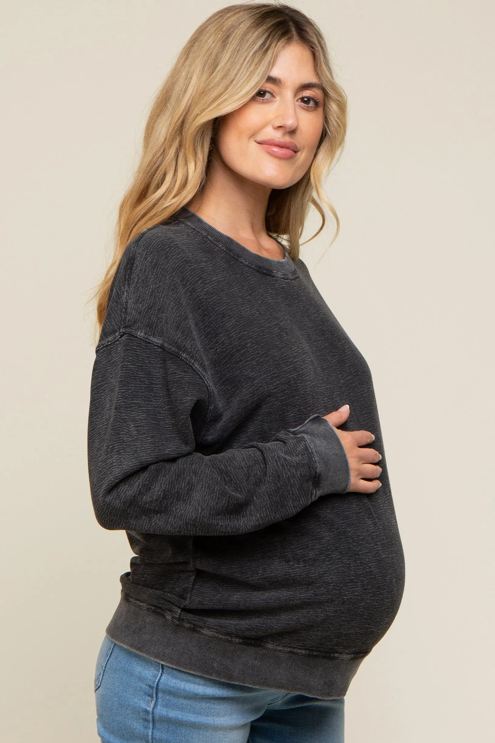 Black Faded Long Sleeve Maternity Top sold by Pinkblush product image thumbnail 2