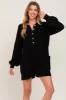 Black Button Down Maternity Sweater Romper sold by Pinkblush