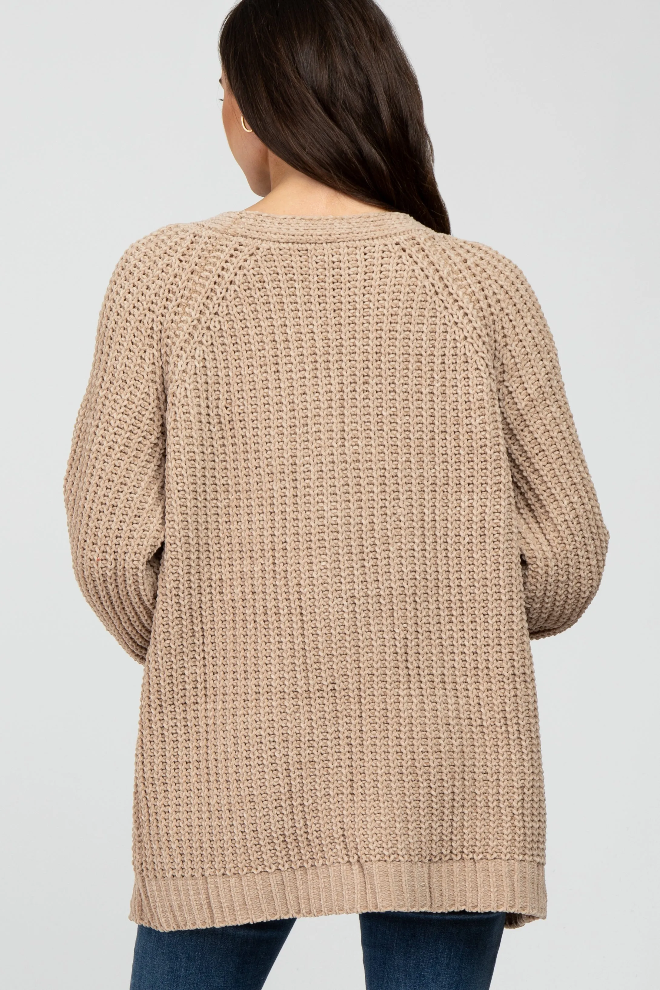Taupe Ribbed Cable Knit Cardigan sold by Pinkblush product image thumbnail 4