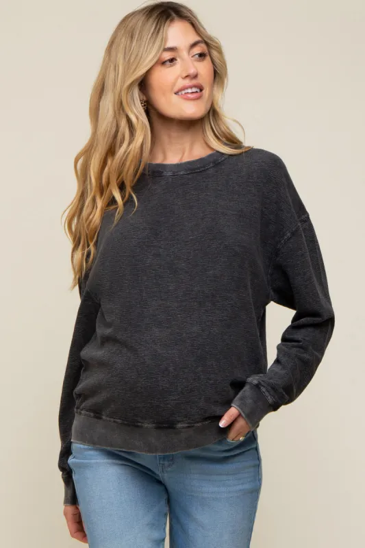Black Faded Long Sleeve Maternity Top sold by Pinkblush