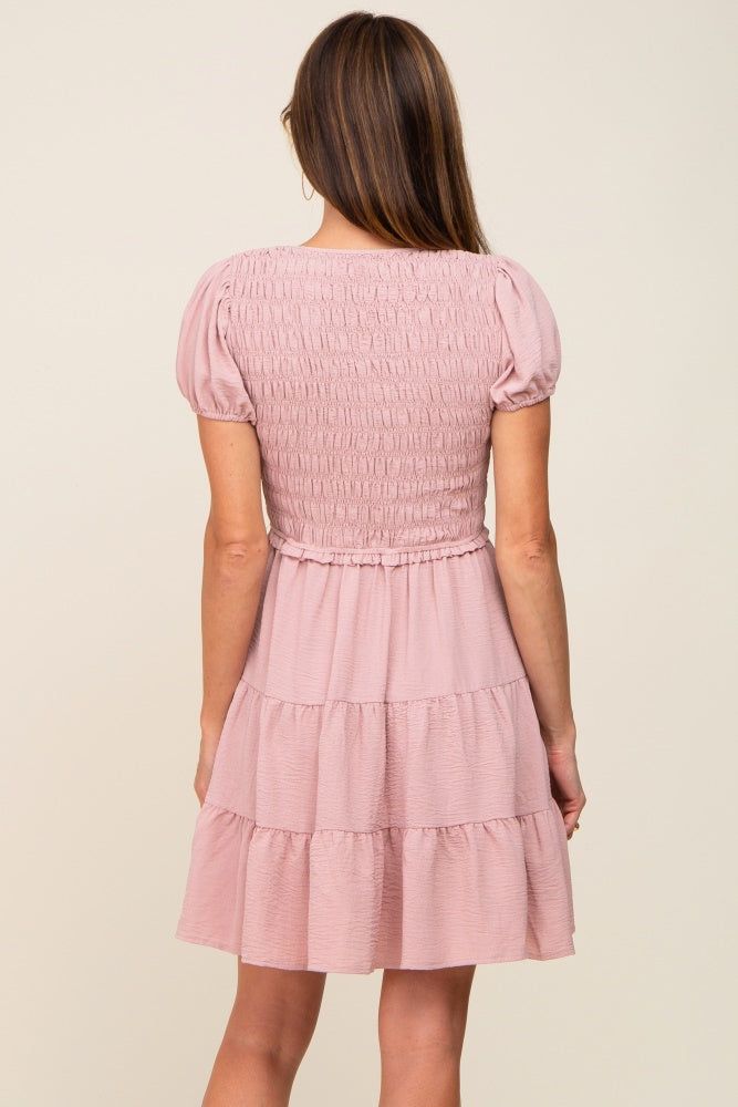 Pink Smocked Tiered Mini Dress sold by Pinkblush product image thumbnail 3