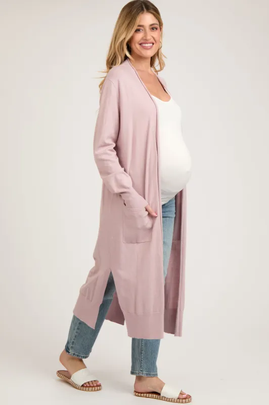Light Pink Long Maternity Cardigan sold by Pinkblush