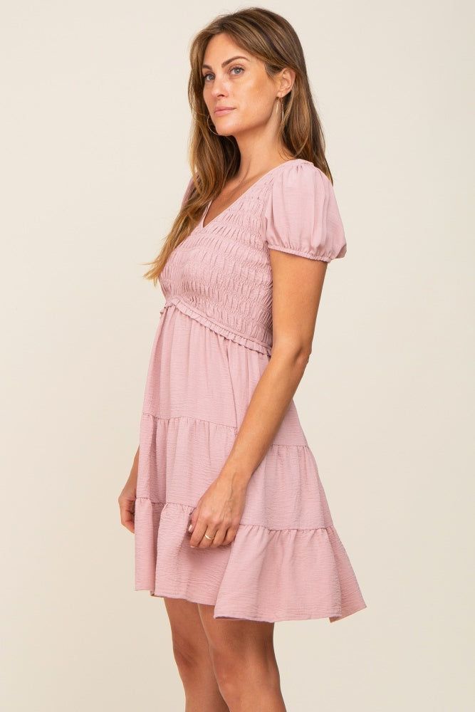 Pink Smocked Tiered Mini Dress sold by Pinkblush product image thumbnail 2