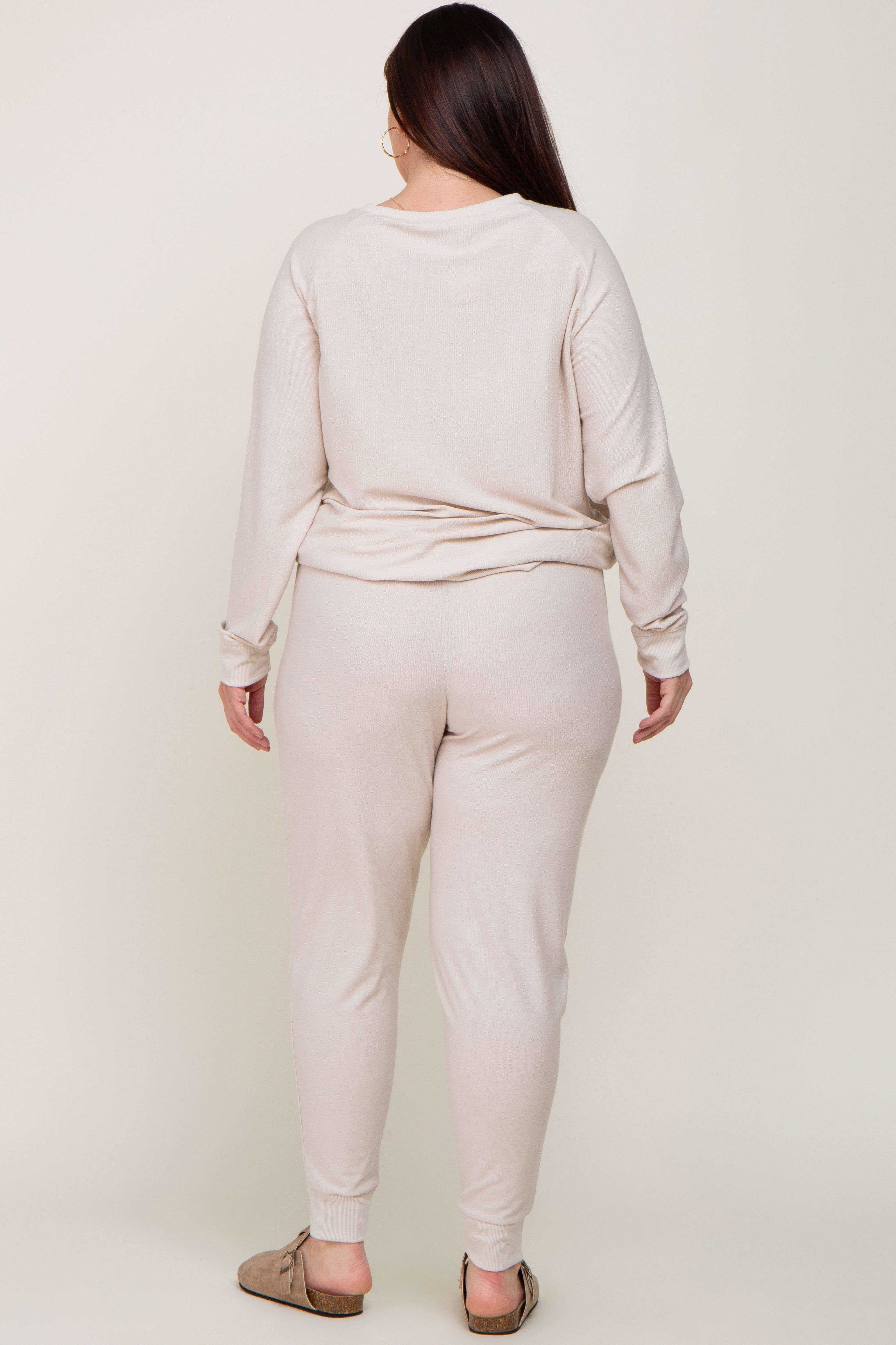 Beige Soft Knit Long Sleeve Plus Set sold by Pinkblush product image thumbnail 3