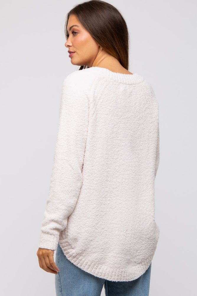 Ivory Fuzzy Soft Knit Maternity Sweater sold by Pinkblush product image thumbnail 2