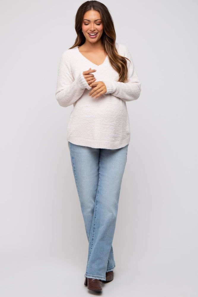 Ivory Fuzzy Soft Knit Maternity Sweater sold by Pinkblush product image thumbnail 3
