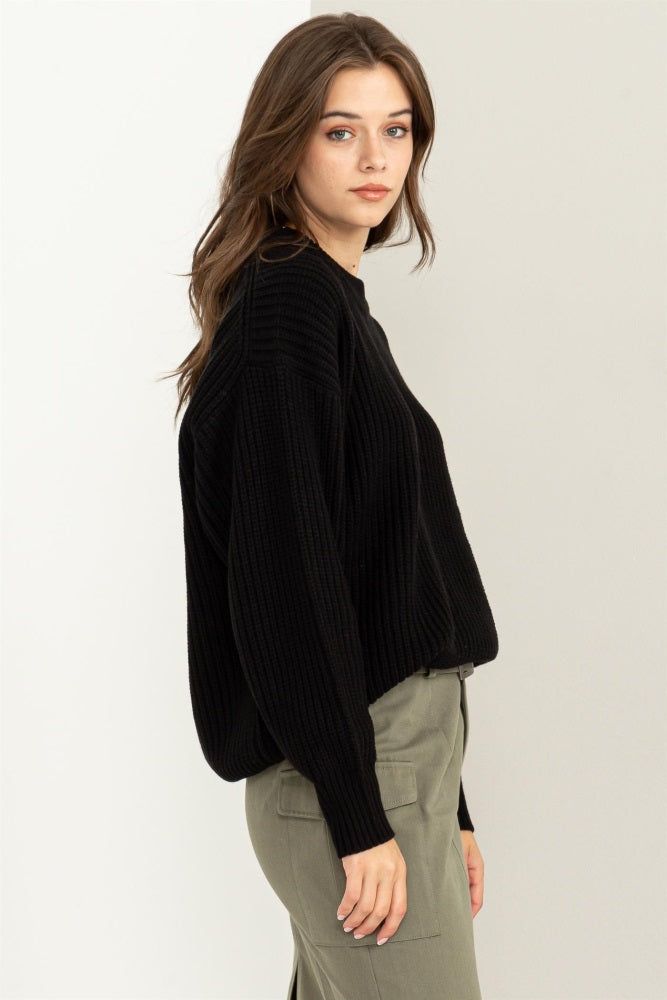 Black Basic Chunky Knit Sweater sold by Pinkblush product image thumbnail 2