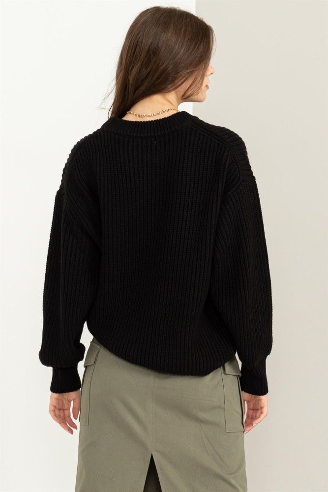 Black Basic Chunky Knit Sweater sold by Pinkblush product image thumbnail 3
