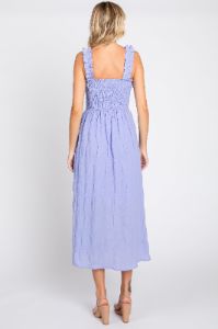 Lavender Smocked Square Neck Midi Dress sold by Pinkblush