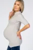 Heather Grey Soft Brushed Knit Mock Neck Maternity Top sold by Pinkblush