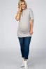Heather Grey Soft Brushed Knit Mock Neck Maternity Top sold by Pinkblush