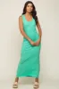 Mint Sleeveless Ribbed Maxi Dress sold by Pinkblush