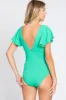 Green Deep V-Neck One Piece Swimsuit sold by Pinkblush