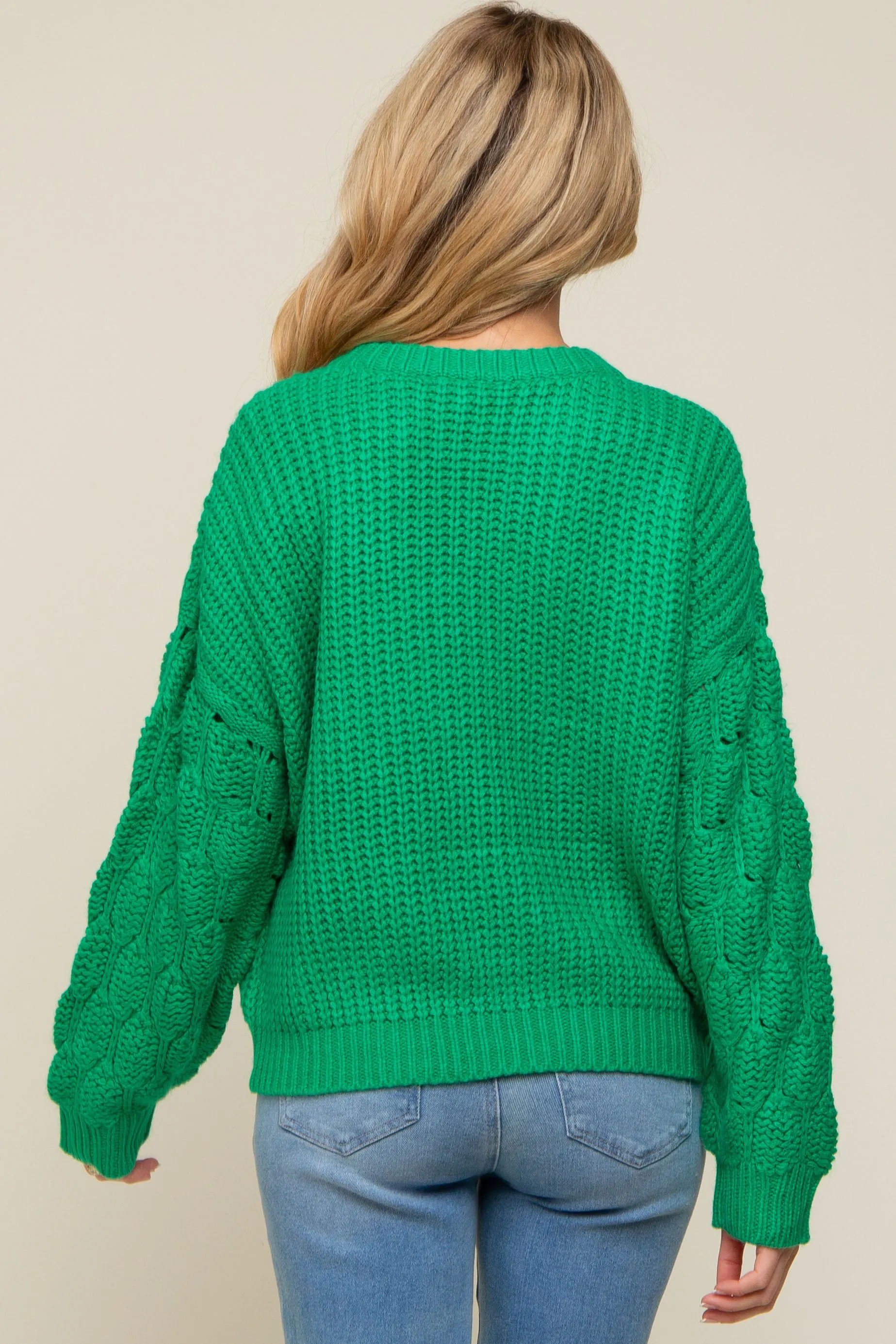 Green Cable Knit Sleeve Maternity Sweater sold by Pinkblush product image thumbnail 3