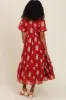 Rust Floral Print Ruffle Hem Midi Dress sold by Pinkblush
