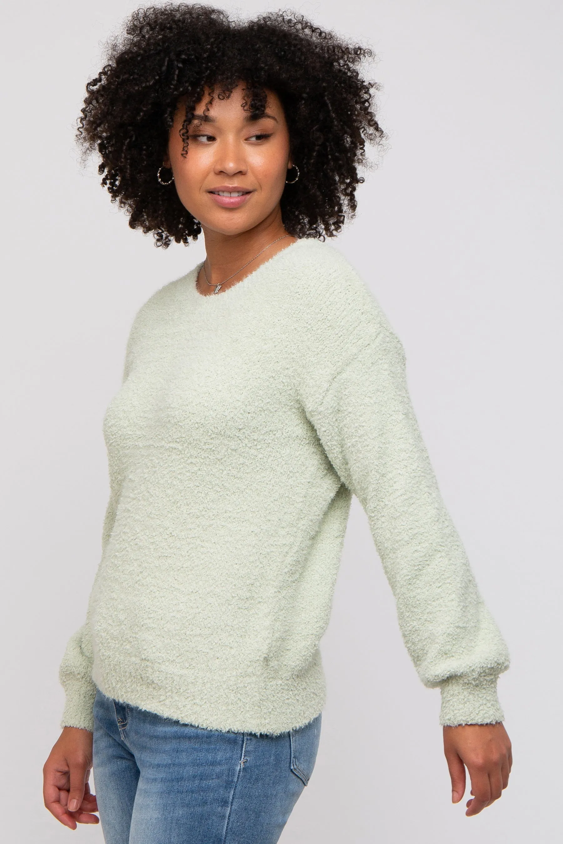 Mint Green Fuzzy Soft Knit Sweater sold by Pinkblush product image thumbnail 2