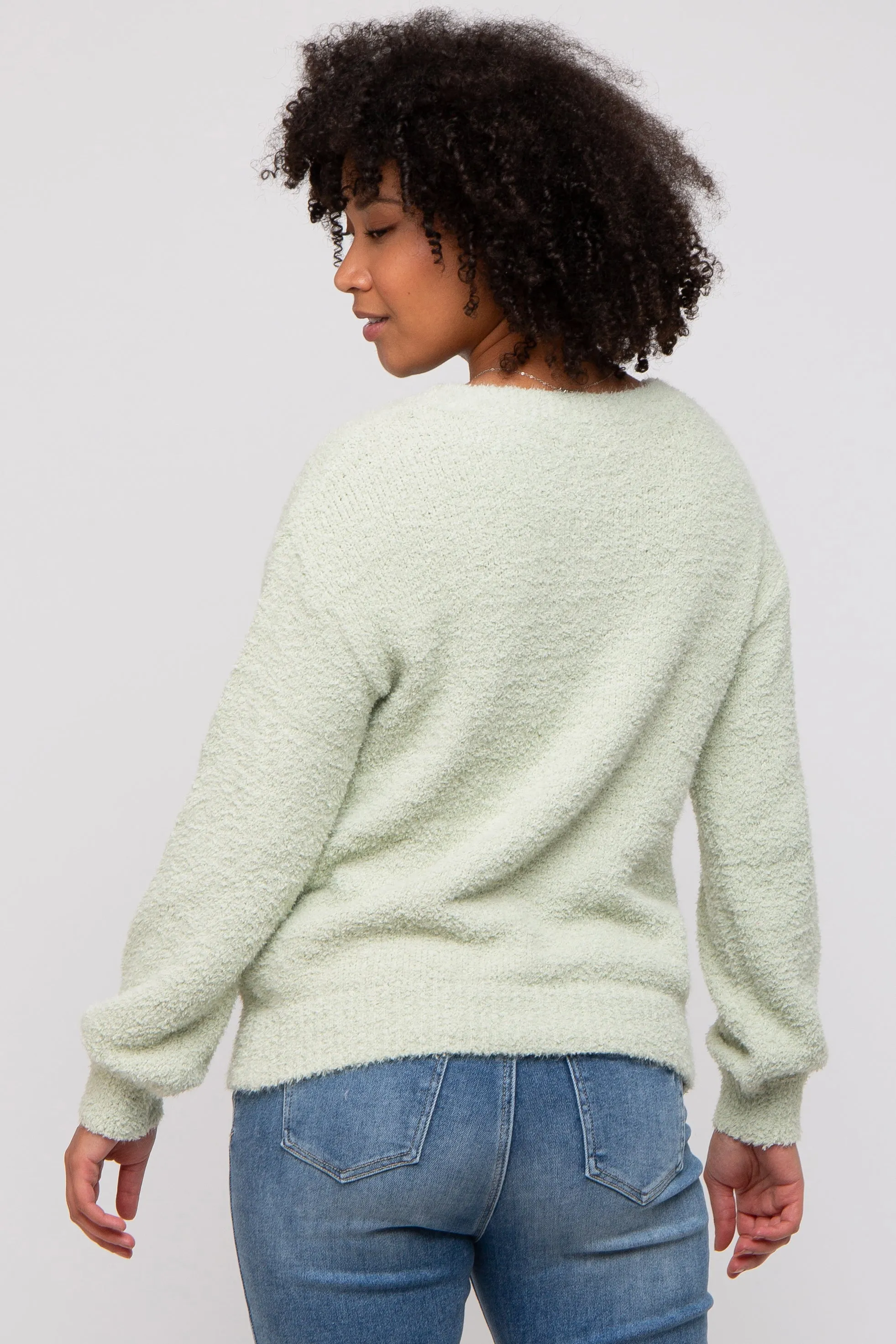Mint Green Fuzzy Soft Knit Sweater sold by Pinkblush product image thumbnail 3