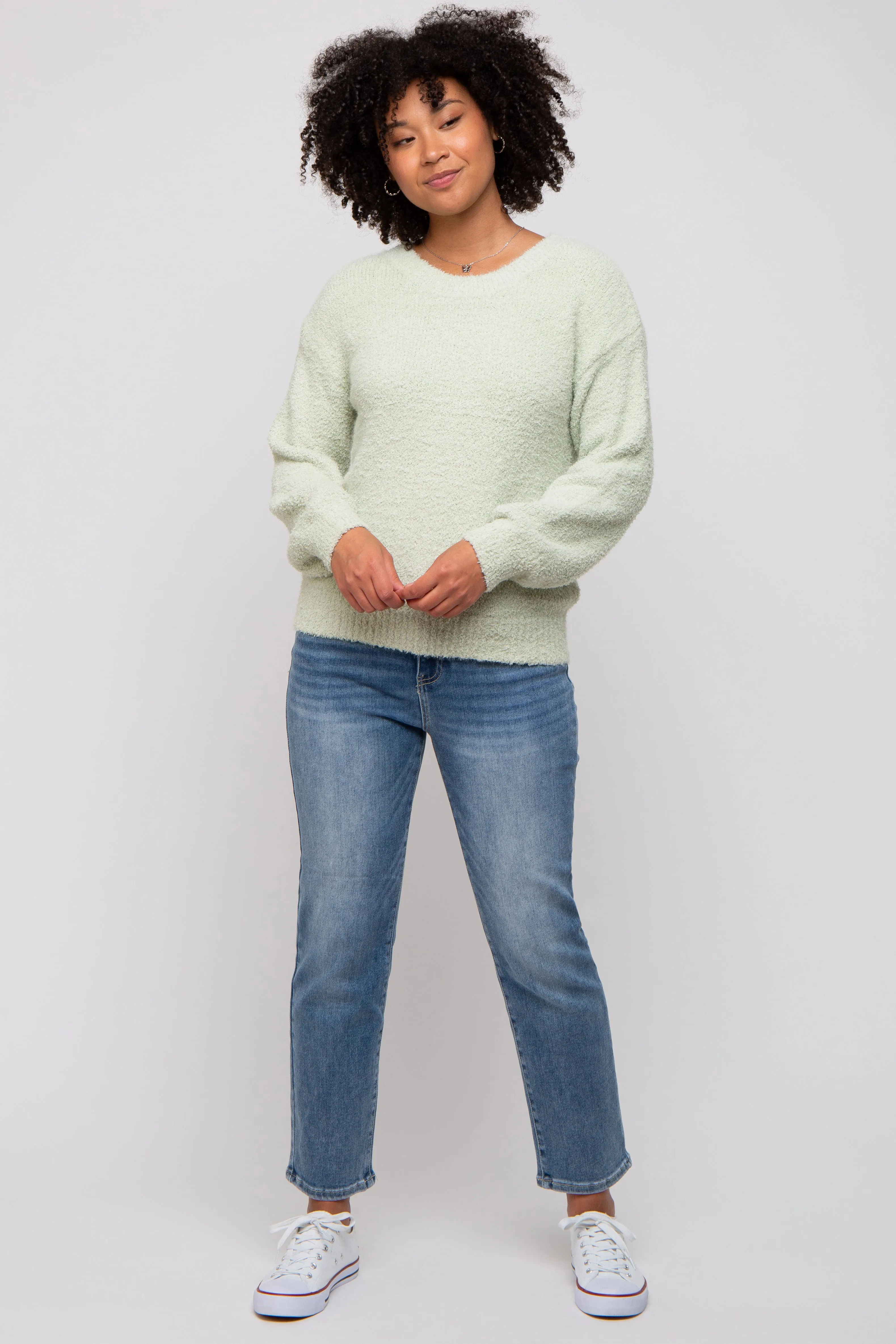 Mint Green Fuzzy Soft Knit Sweater sold by Pinkblush product image thumbnail 4