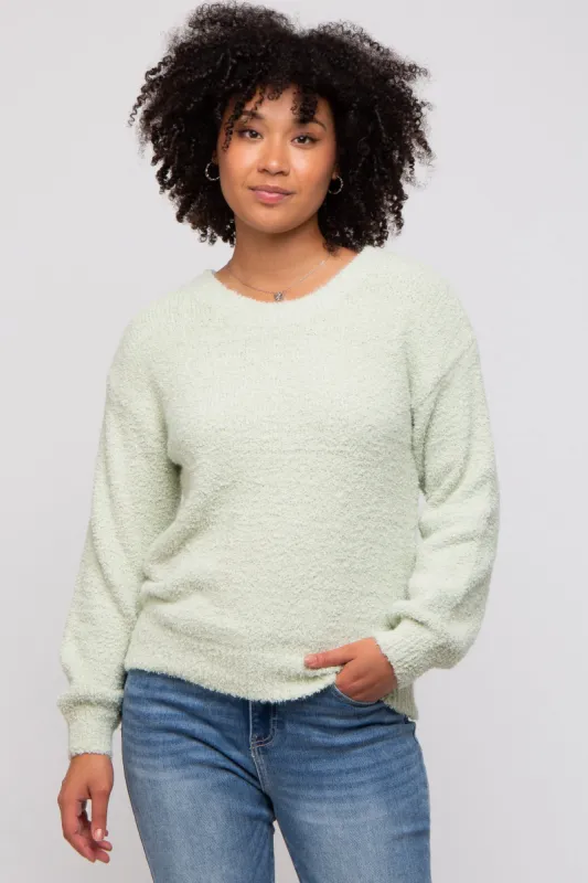 Mint Green Fuzzy Soft Knit Sweater sold by Pinkblush