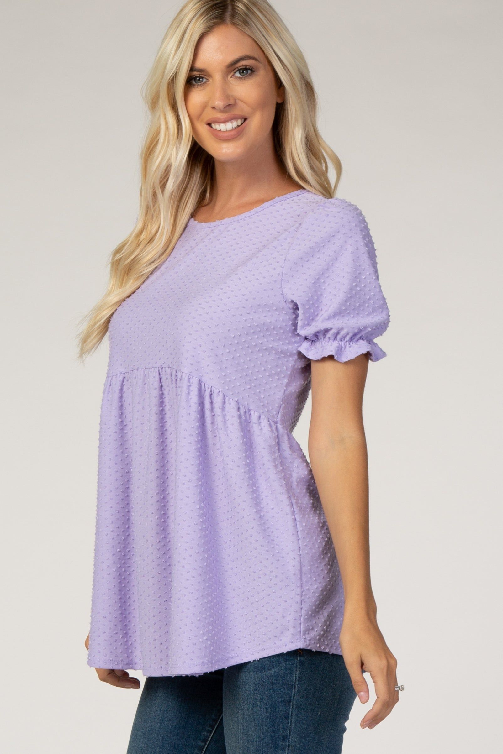 Lavender Swiss Dot Babydoll Blouse sold by Pinkblush product image thumbnail 2