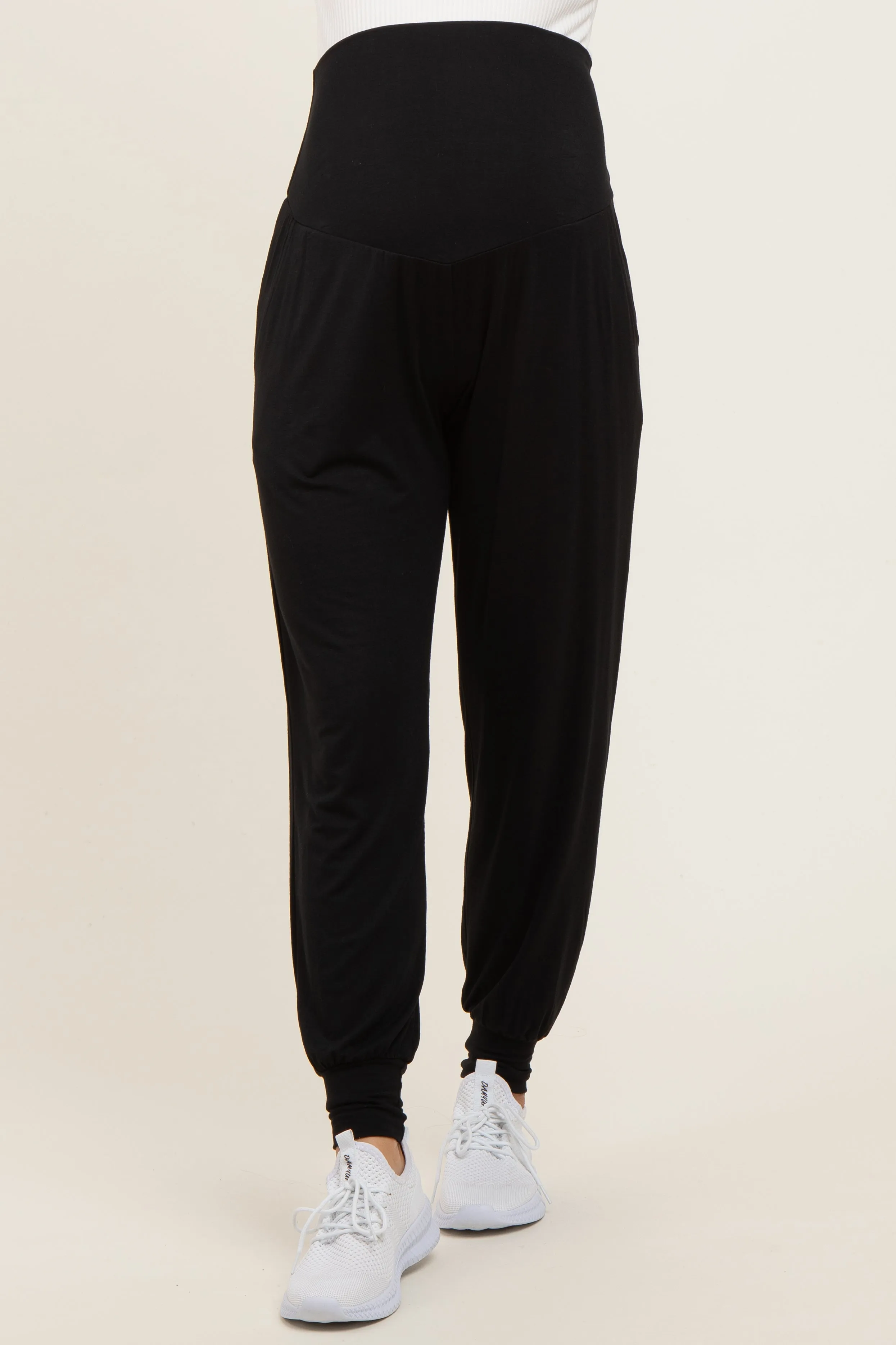 Black Soft Knit Maternity Joggers sold by Pinkblush product image thumbnail 2