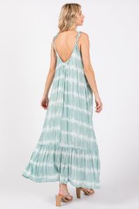 Aqua Tie Dye Tie Strap Midi Dress sold by Pinkblush