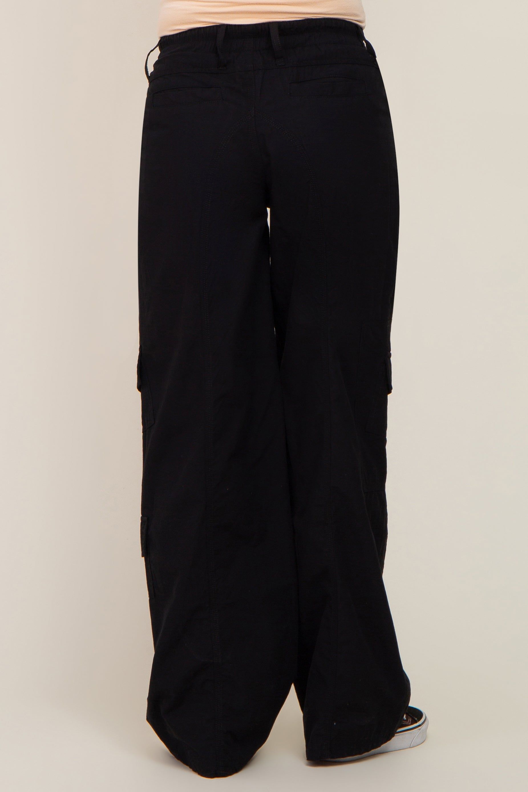 Black Cargo Elastic Waist Maternity Pants sold by Pinkblush product image thumbnail 4
