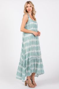 Aqua Tie Dye Tie Strap Midi Dress sold by Pinkblush