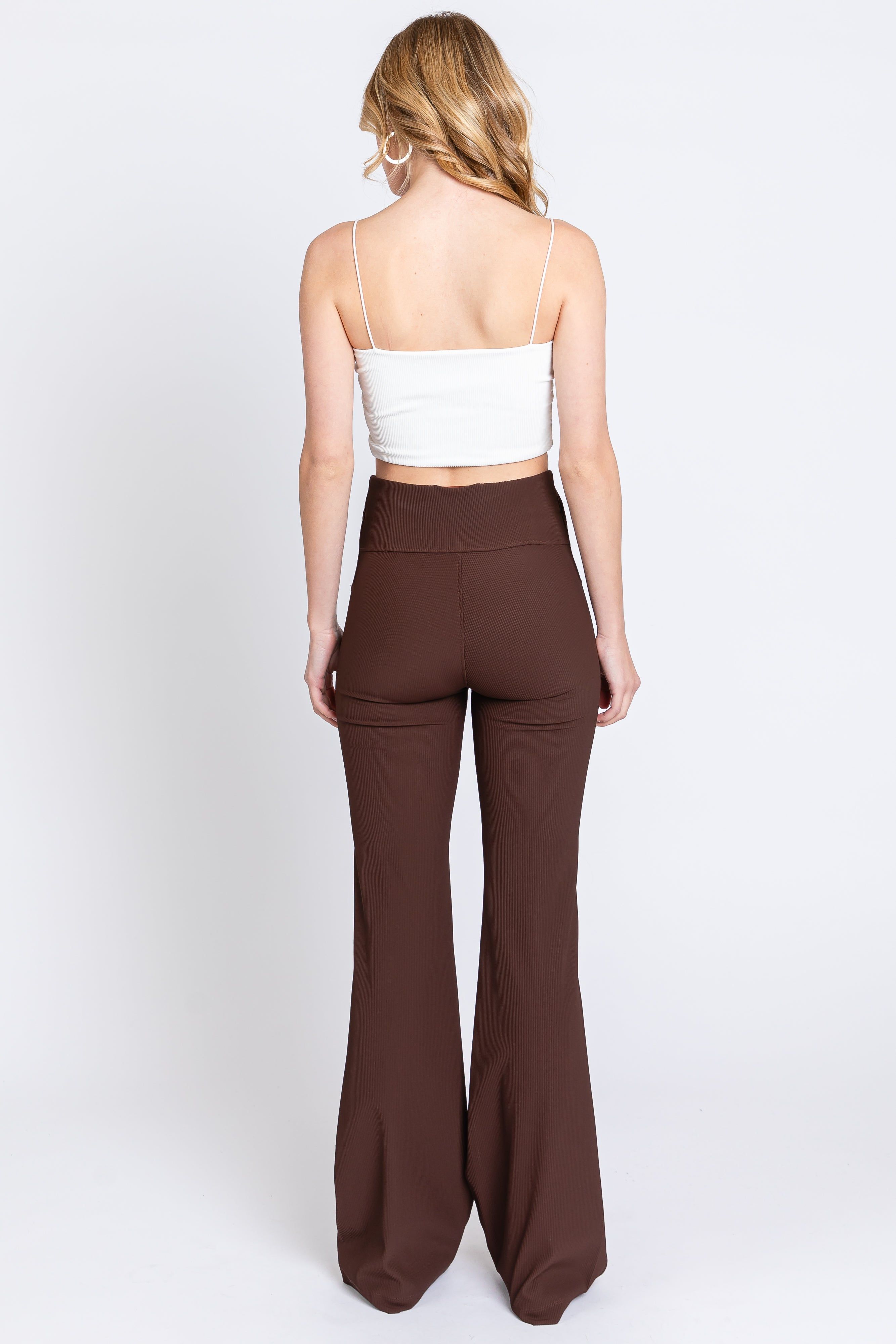 Brown Ribbed Flared Leggings sold by Pinkblush product image thumbnail 3