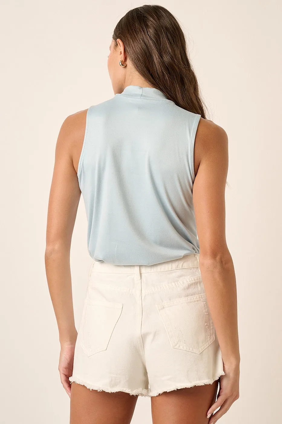 Light Blue Sleeveless Mock Neck Top sold by Pinkblush product image thumbnail 3