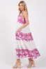 Magenta Printed Eyelet Tiered V-Neckline Sleeveless Dress sold by Pinkblush