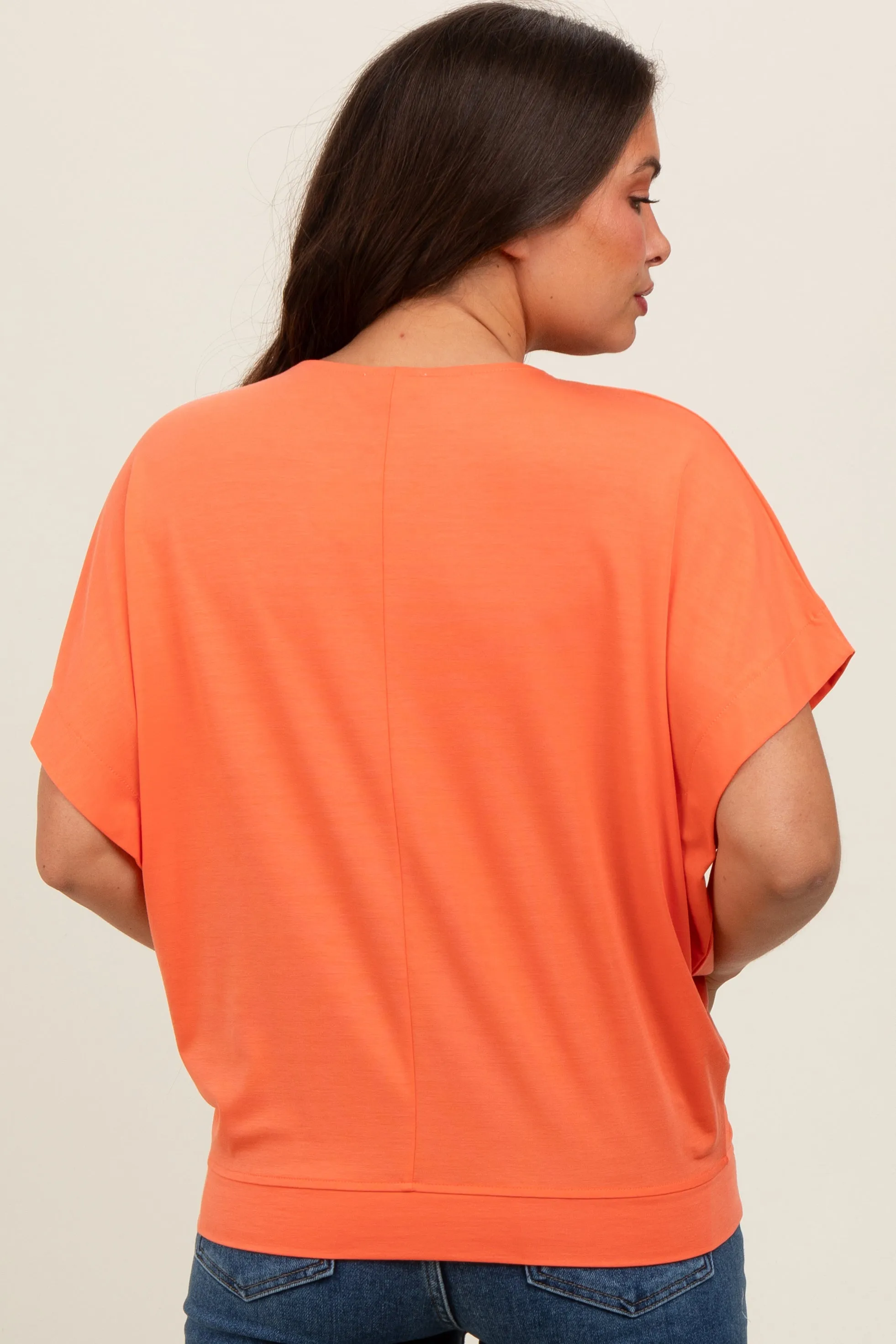 Orange Round Neck Dolman Sleeve Maternity Top sold by Pinkblush product image thumbnail 3