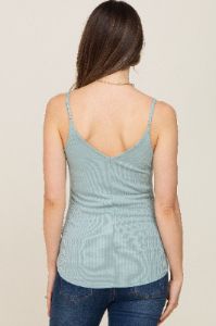 Mint Green Ribbed Snap Button Maternity Cami sold by Pinkblush