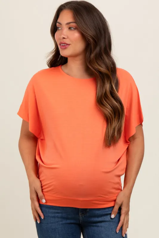 Orange Round Neck Dolman Sleeve Maternity Top sold by Pinkblush