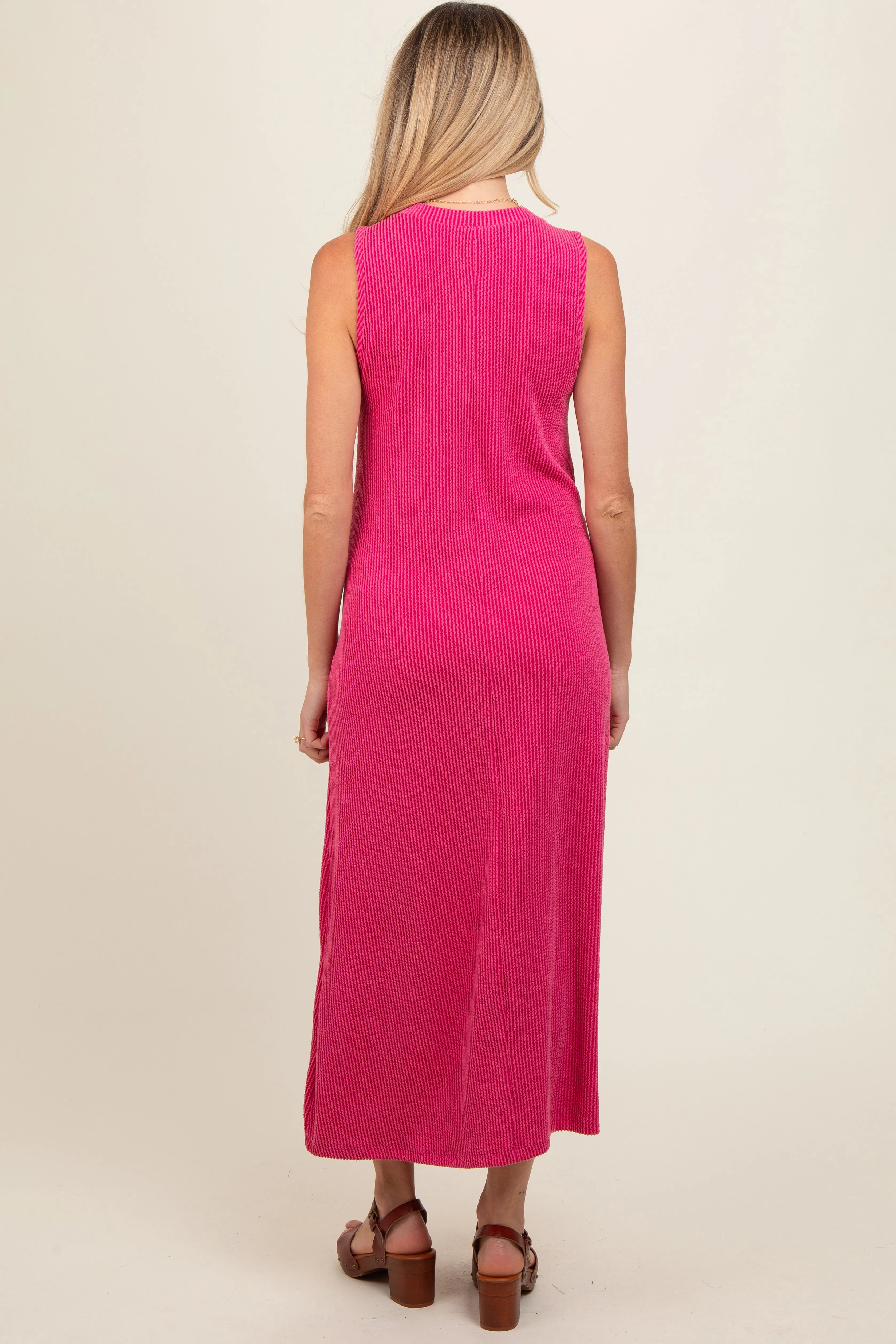 Fuchsia Sleeveless Ribbed Maternity Maxi Dress sold by Pinkblush product image thumbnail 4