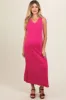 Fuchsia Sleeveless Ribbed Maternity Maxi Dress sold by Pinkblush