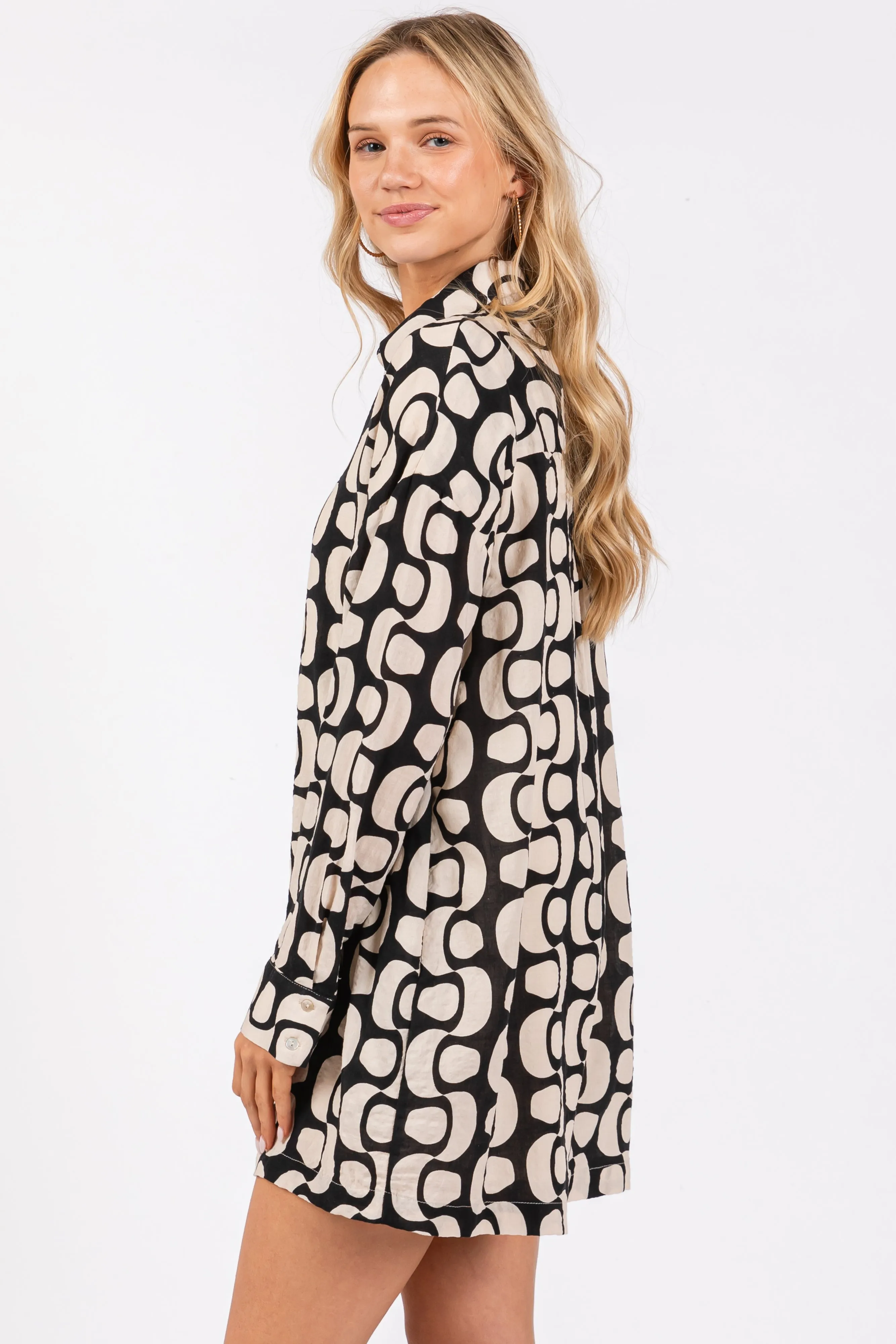 Black Button Front Long Sleeve Romper sold by Pinkblush product image thumbnail 3