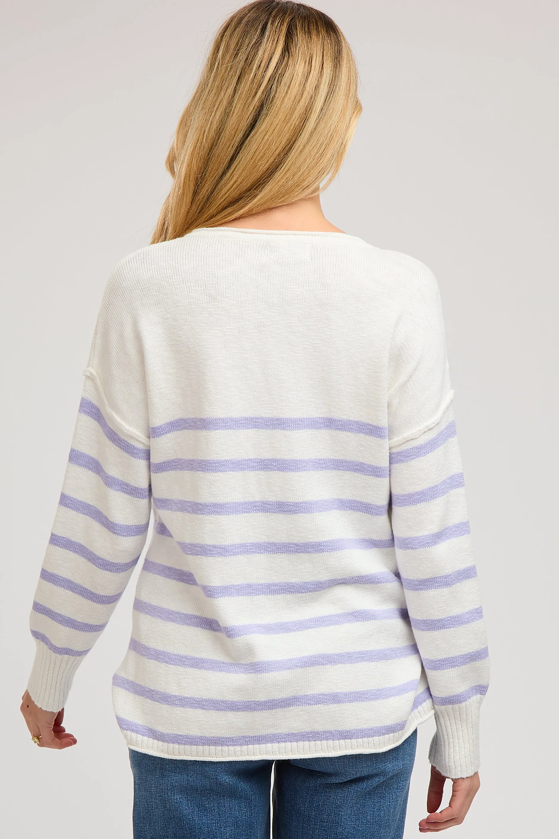 Periwinkle Striped Cuff Maternity Sweater sold by Pinkblush product image thumbnail 4