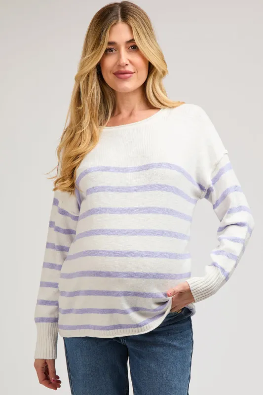 Periwinkle Striped Cuff Maternity Sweater sold by Pinkblush
