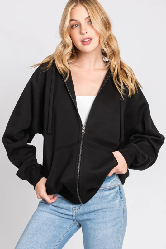 Black Front Zipper Hooded Sweater sold by Pinkblush