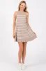 Taupe Striped Sleeveless Pleated Mini Dress sold by Pinkblush