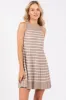 Taupe Striped Sleeveless Pleated Mini Dress sold by Pinkblush