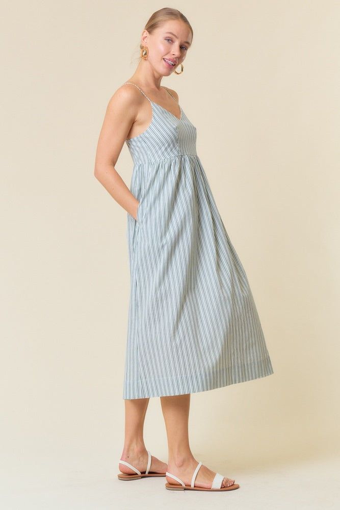 Yellow Blue Multi Colored Striped Cami Midi Dress sold by Pinkblush product image thumbnail 2