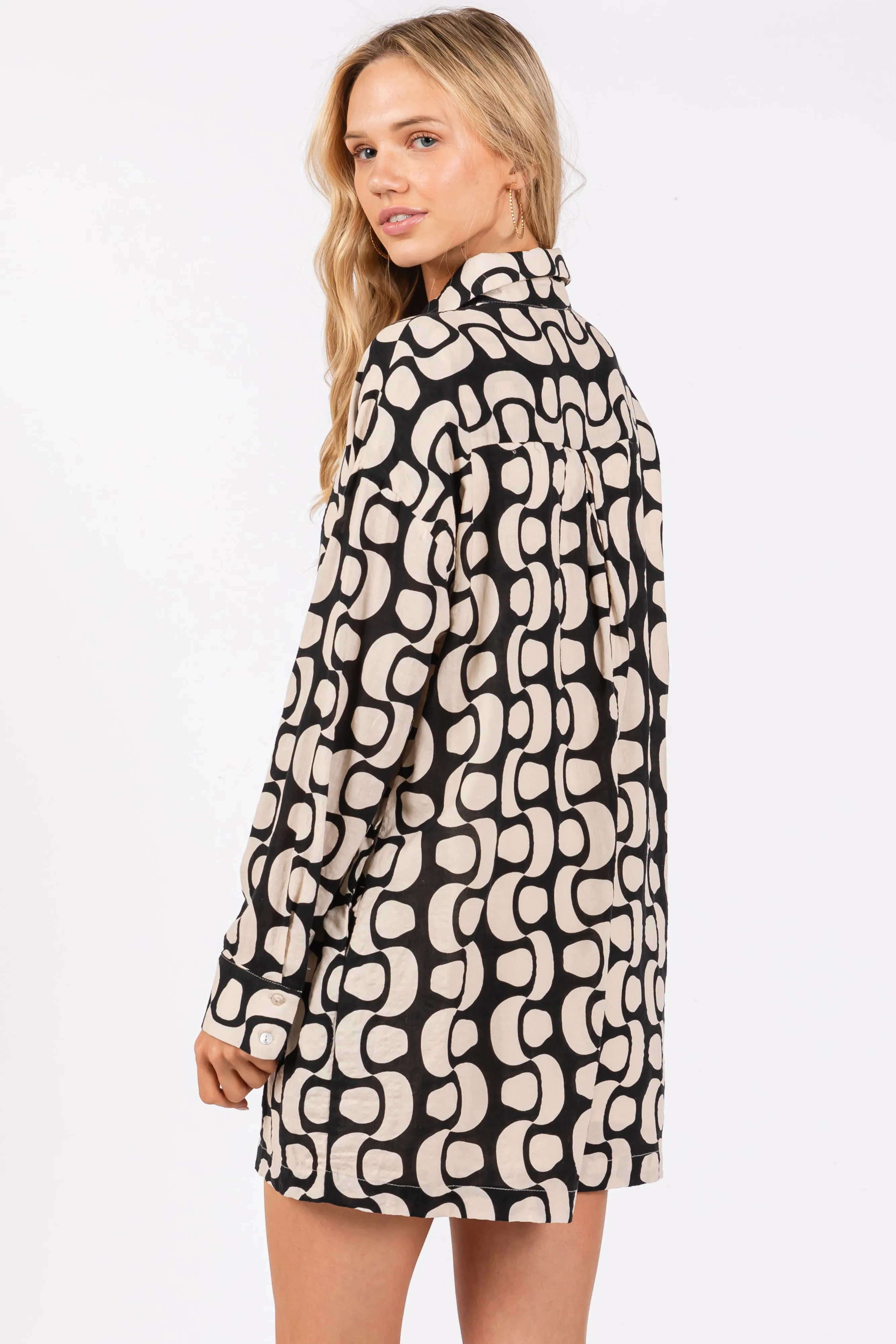 Black Button Front Long Sleeve Romper sold by Pinkblush product image thumbnail 4