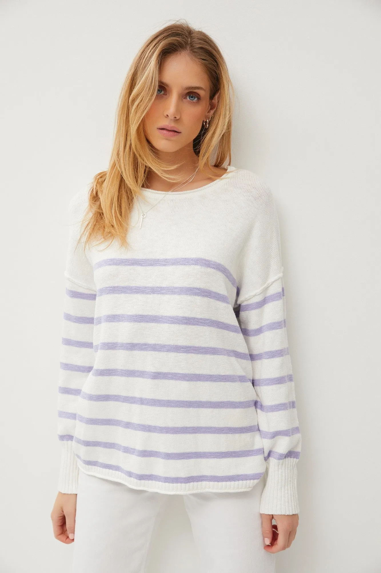 Periwinkle Striped Cuff Maternity Sweater sold by Pinkblush product image thumbnail 5