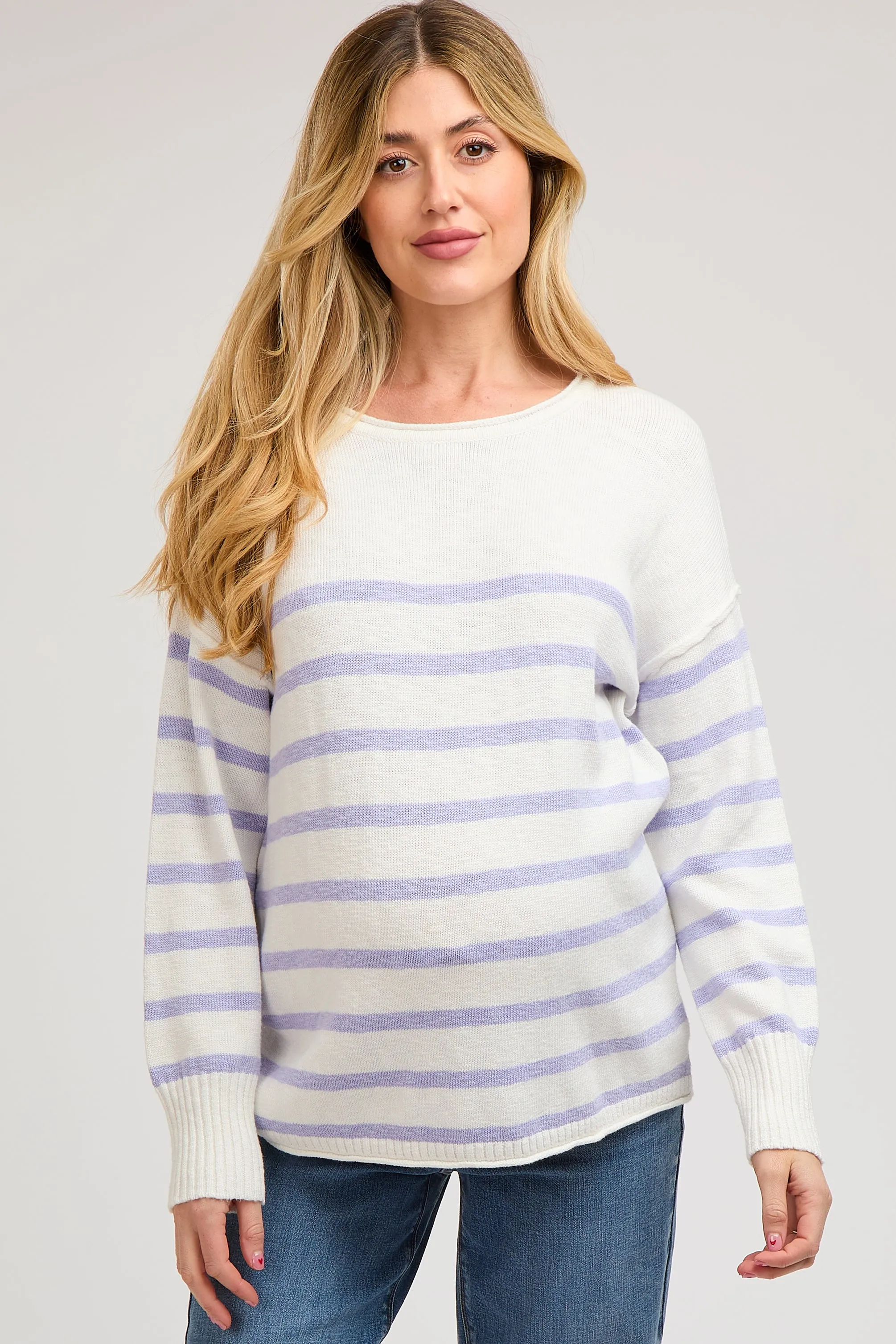 Periwinkle Striped Cuff Maternity Sweater sold by Pinkblush product image thumbnail 2