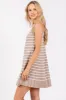 Taupe Striped Sleeveless Pleated Mini Dress sold by Pinkblush