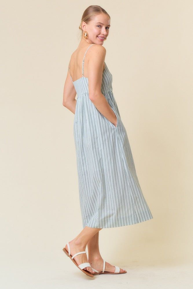 Yellow Blue Multi Colored Striped Cami Midi Dress sold by Pinkblush product image thumbnail 3