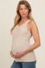 Beige Basic Ribbed Maternity Tank Top sold by Pinkblush